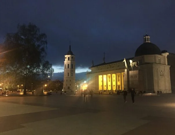 Vilnius Cathedral Square by night