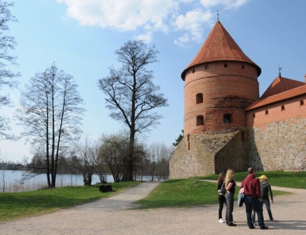 Trakai lakes and a castle tower